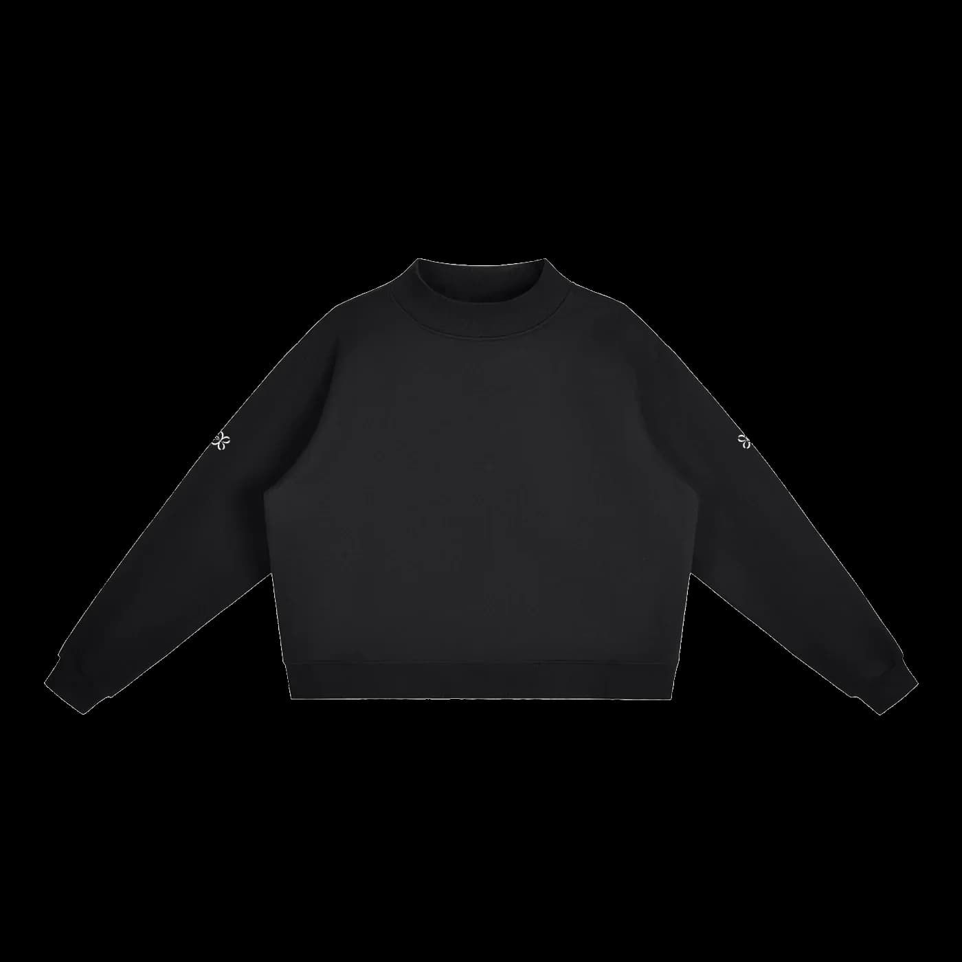 HORIZON Fleece Mock Neck Crewneck · Negro en color Negro - Vista frontal de estudio | AYA