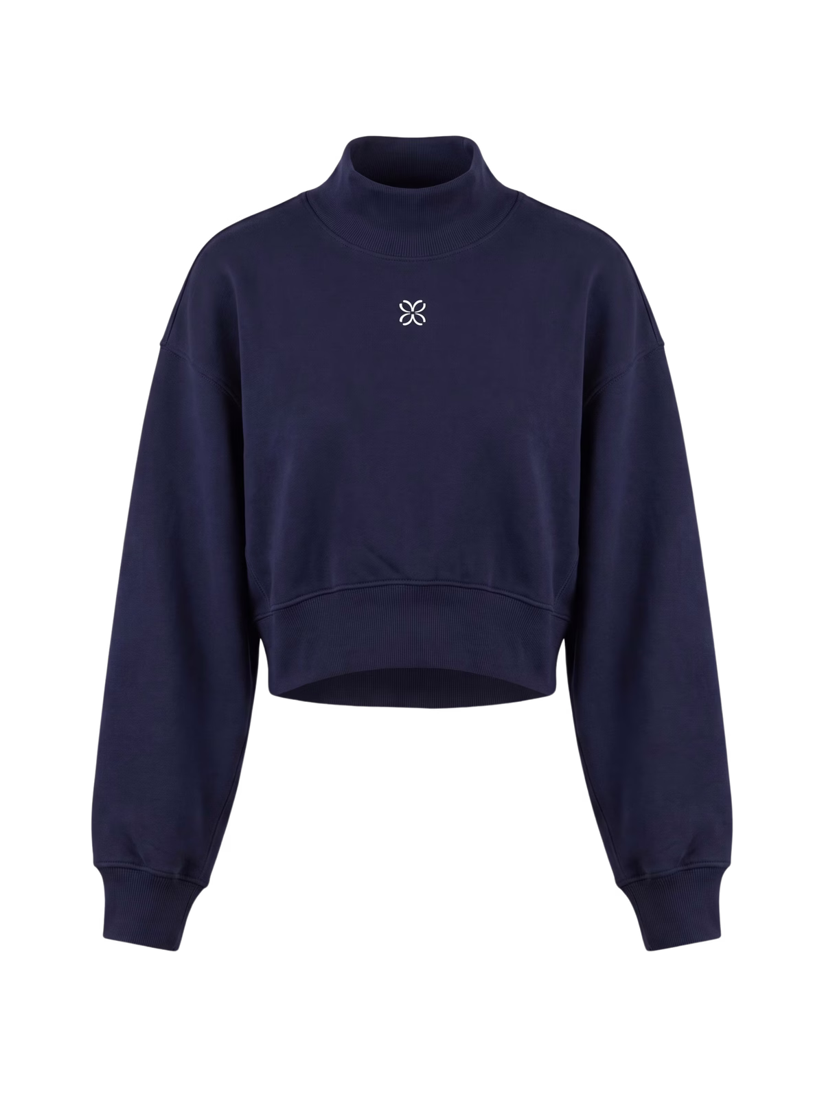 HORIZON Mock Neck Sudadera Corta · Azul Marino en color Azul Marino - Vista frontal de estudio | AYA