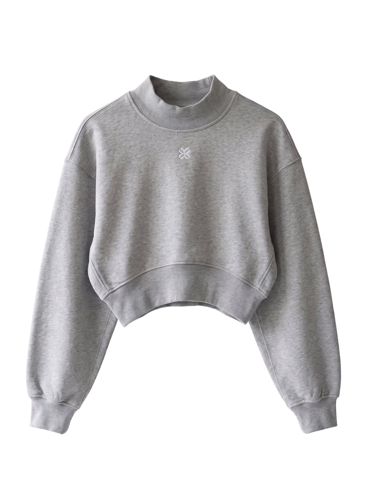 HORIZON Mock Neck Sudadera Corta · Gris en color Gris - Vista frontal de estudio | AYA
