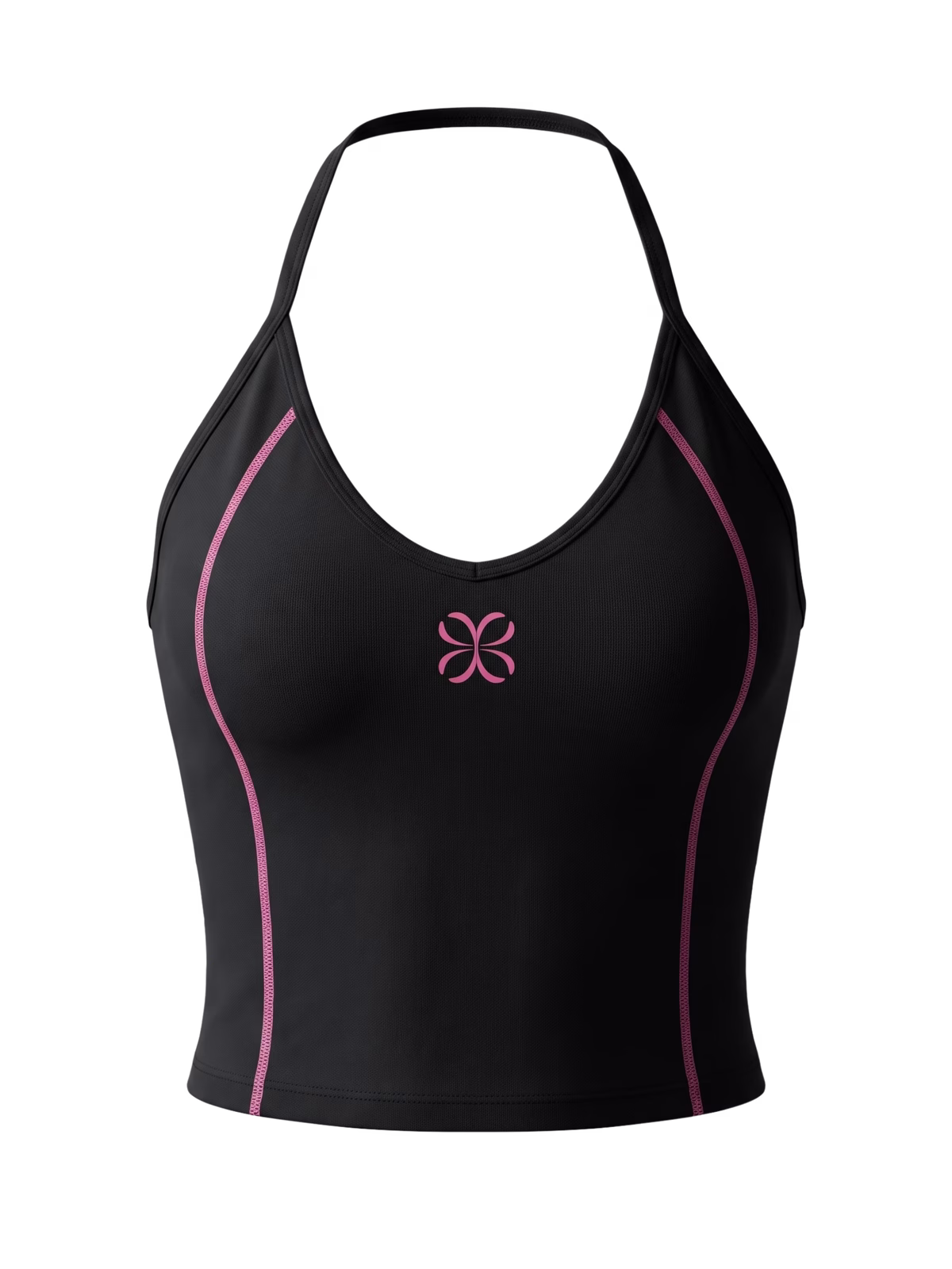 AURA Top Halter Espalda Abierta · Negro en color Negro - Puesta en modelo en movimiento | AYA