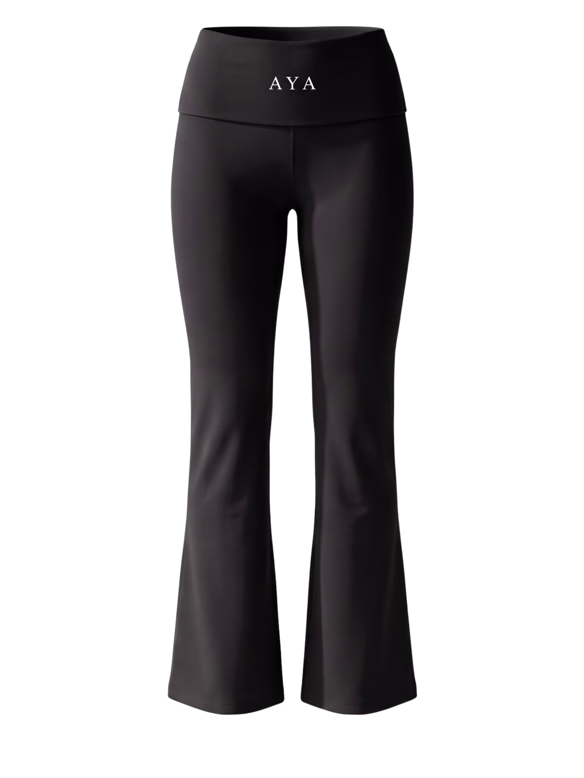 SCULPT High-Rise Pantalón Acampanado Studio · Negro en color Negro - Detalle de tejido y compresión | AYA