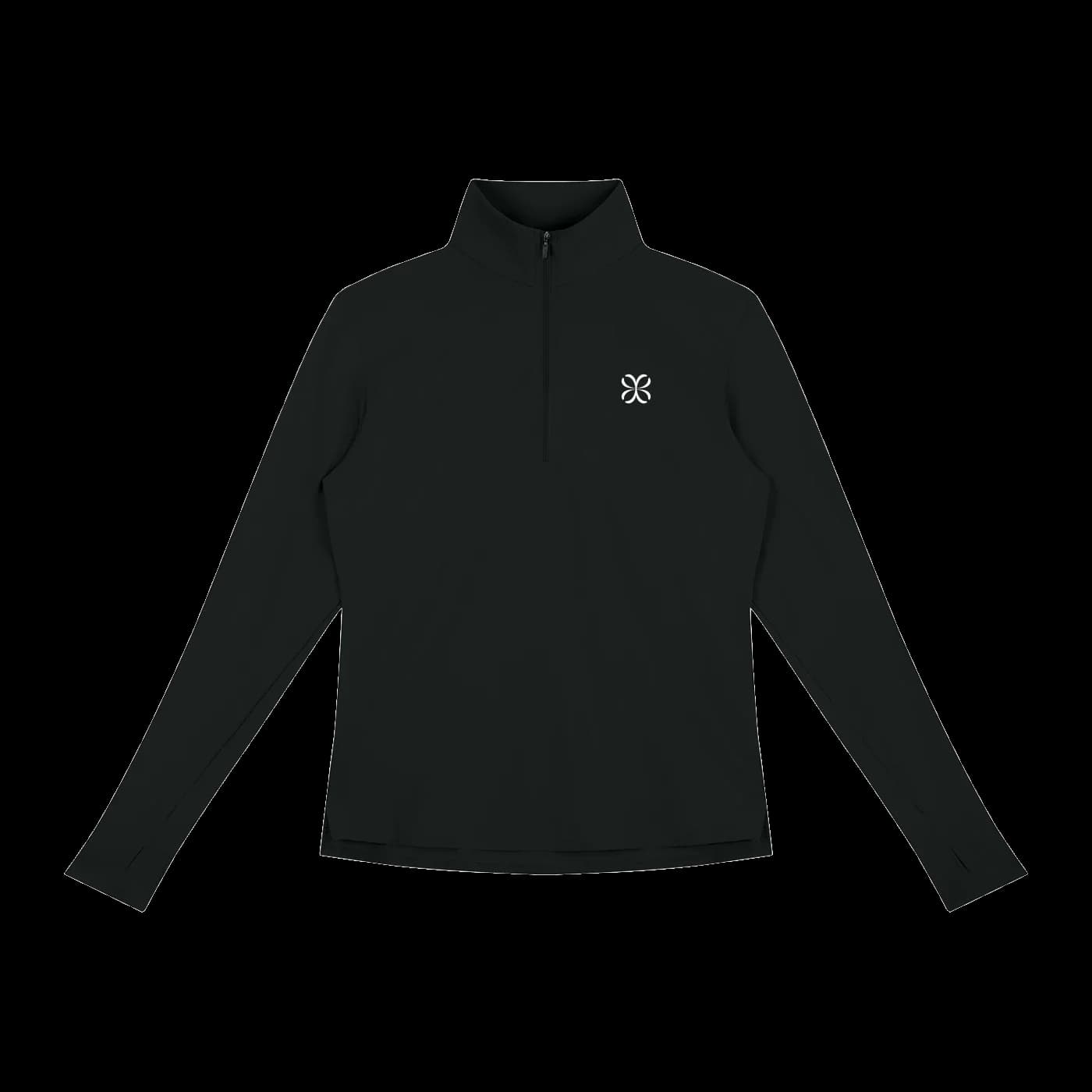 ATELIER Sudadera 1/4-Zip Contour · Negro en color Negro - Vista frontal de estudio | AYA