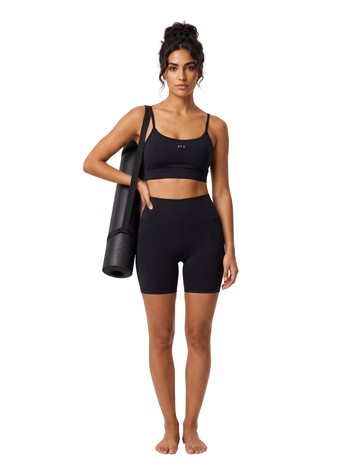 CONTOUR Solid Scoop Sujetador Deportivo · Negro en color Negro - Vista lateral y silueta | AYA