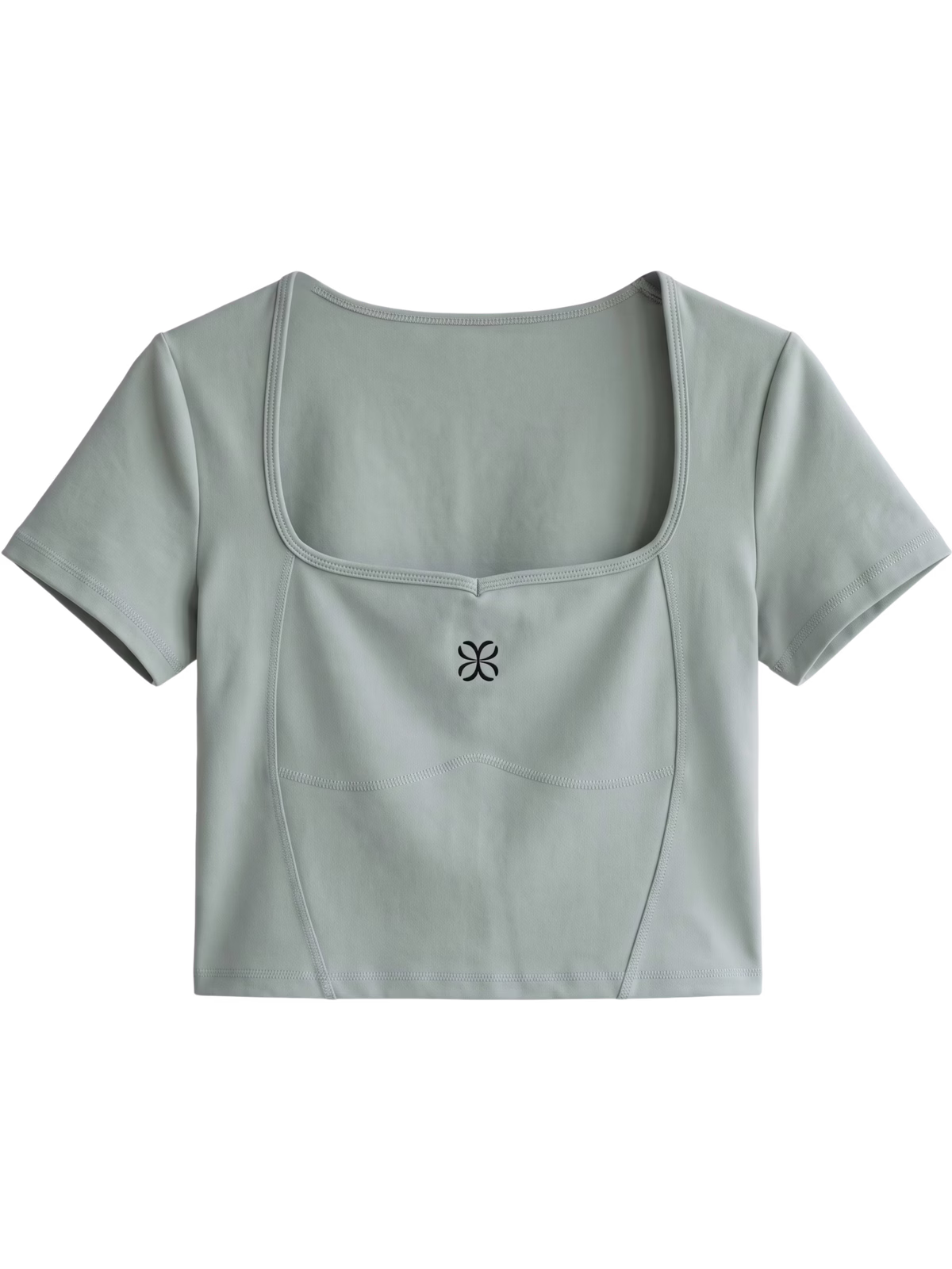 AURA Camiseta Corta Cuello Cuadrado · Azul Bruma en color Azul Bruma - Vista frontal de estudio | AYA