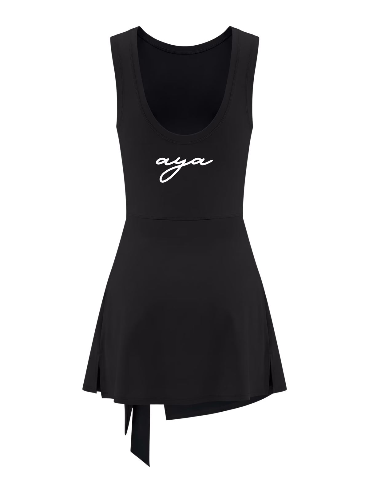 ATELIER Minimalist A-Line Vestido · Negro en color Negro - Vista posterior y espalda | AYA