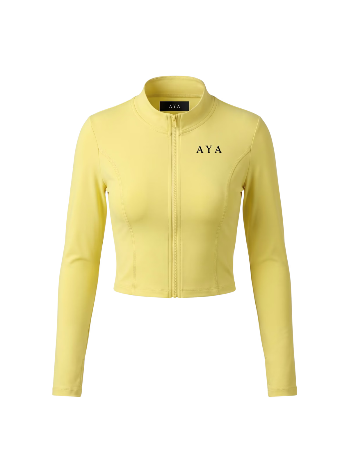 HORIZON Studio Crop Jacket · Mostaza en color Mostaza - Vista frontal de estudio | AYA