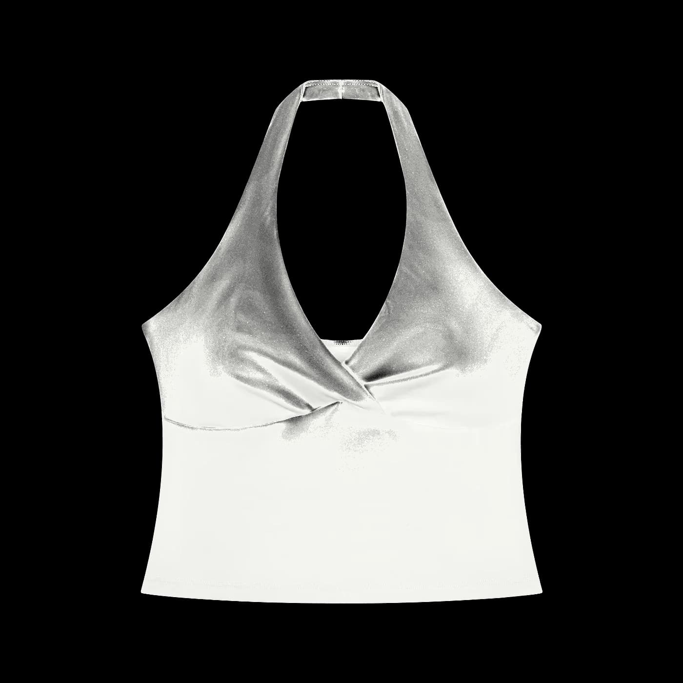 AURA Top Halter Fruncido · Marrón Chocolate en color Marrón Chocolate - Vista frontal de estudio | AYA