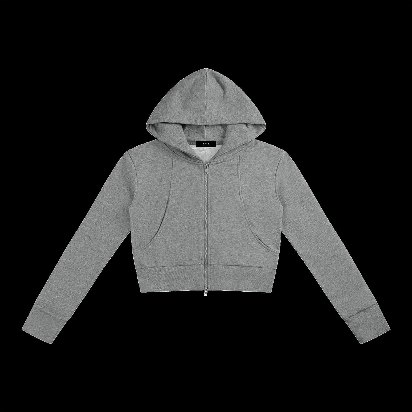 HORIZON Slim Crop Full-Sudadera con Capucha y Cremallera · Gris Vigoré en color Gris Vigoré - Miniatura de prenda | AYA