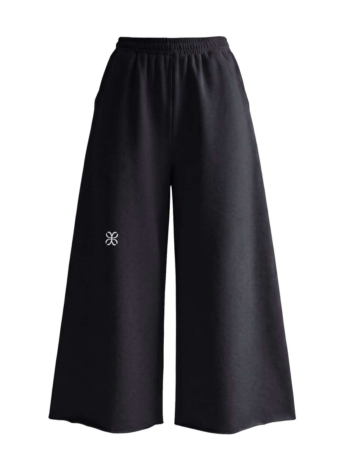 HORIZON Raw Edge Wide-Leg Sweatpant · Negro en color Negro - Vista posterior y espalda | AYA