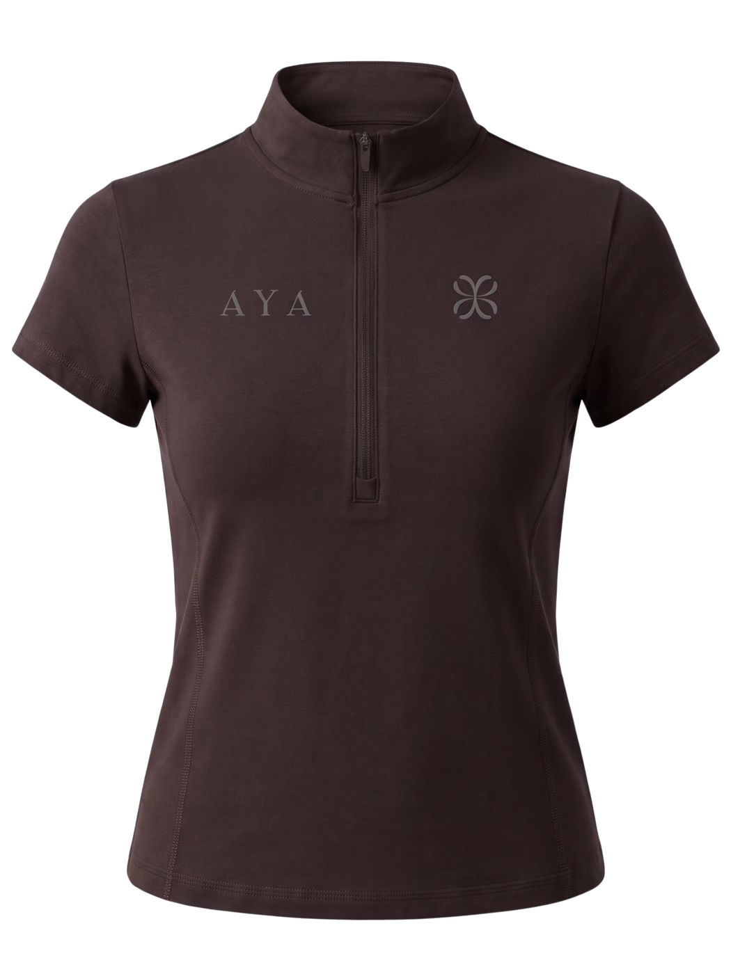 Yoga Quarter-Zip Mock Neck T-Shirt - Vista frontal de estudio | AYA