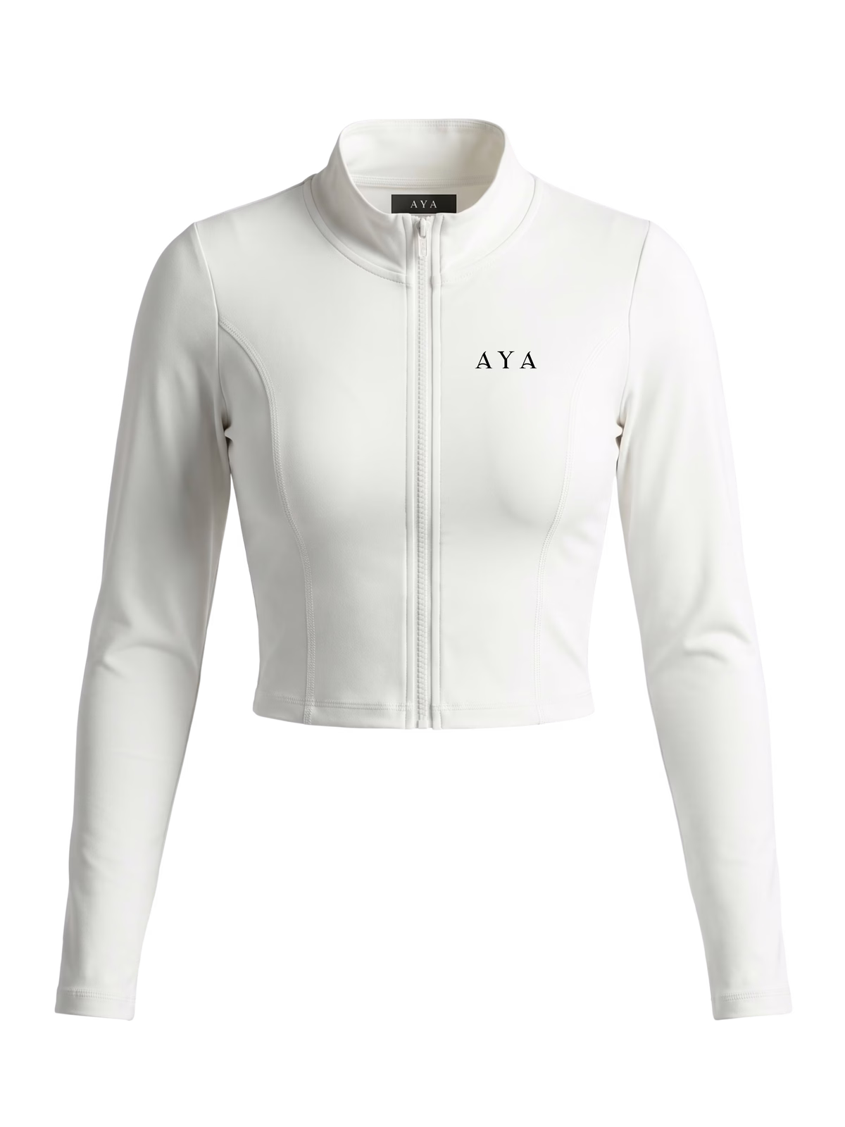 ATELIER Chaqueta Crop Zip - Vista frontal de estudio | AYA